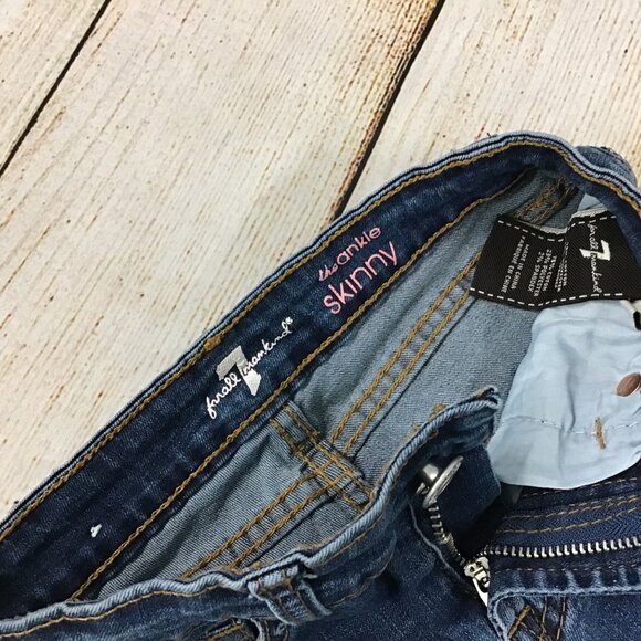 Girls Seven 7 For All Mankind Ankle Skinny Slanted Hem Distressed Jeans Size 8 - Picture 6 of 9